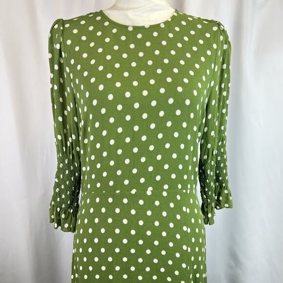 Reformation Edamame Green Carolena Polka Dot Midi Dress size 12 women - Picture 6 of 16